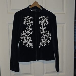 Boston Proper Black Blazer with White Detailing